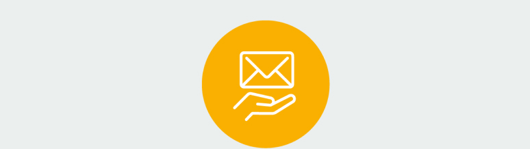 E-Mail-Support-Symbol im gelben Kreis