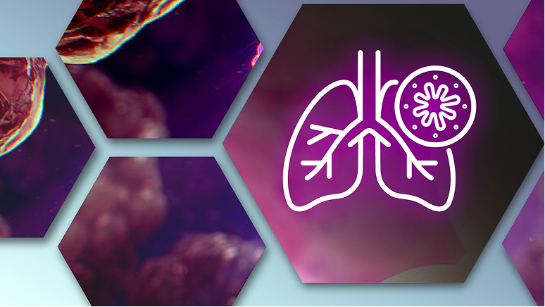 Lungen-Icon mit Symbol fuer Atemwegsinfektion bei COPD