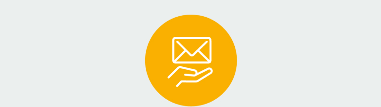 E-Mail-Support-Symbol im gelben Kreis